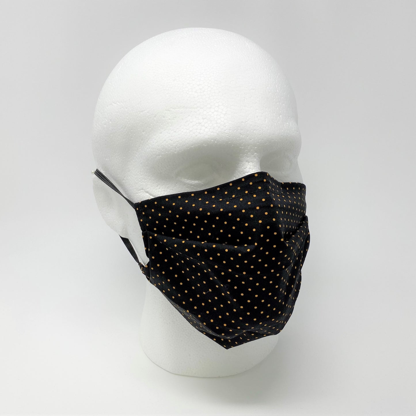 Polka Dot Black Pleated Face Mask