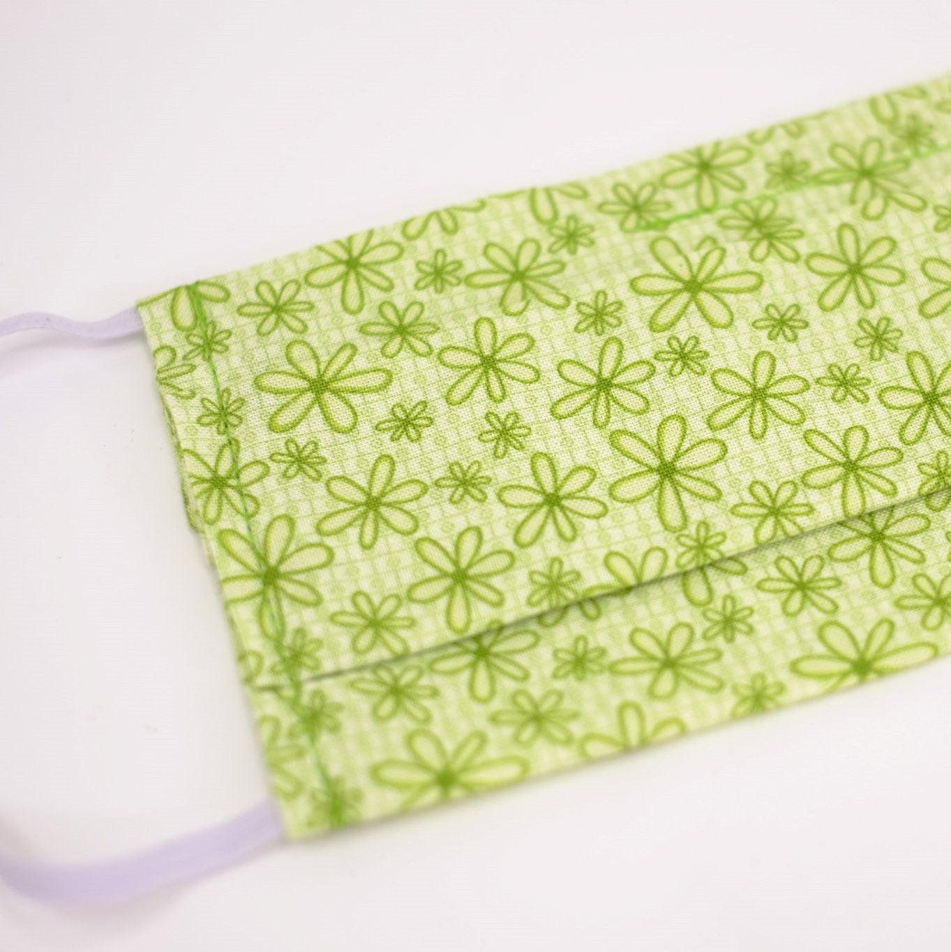 Green Flowers Pleated Face Mask