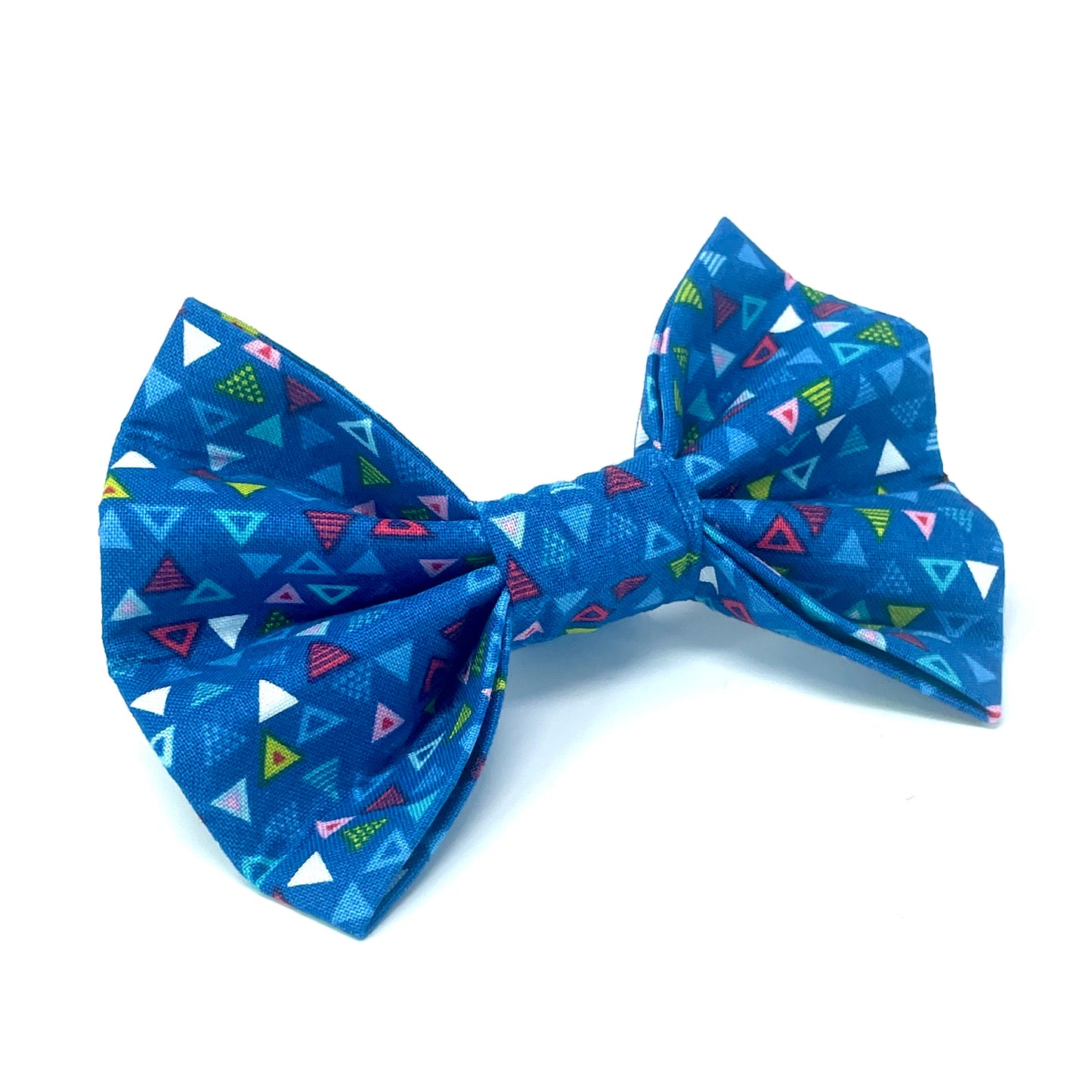 Triangles Dark Blue Dog Bow