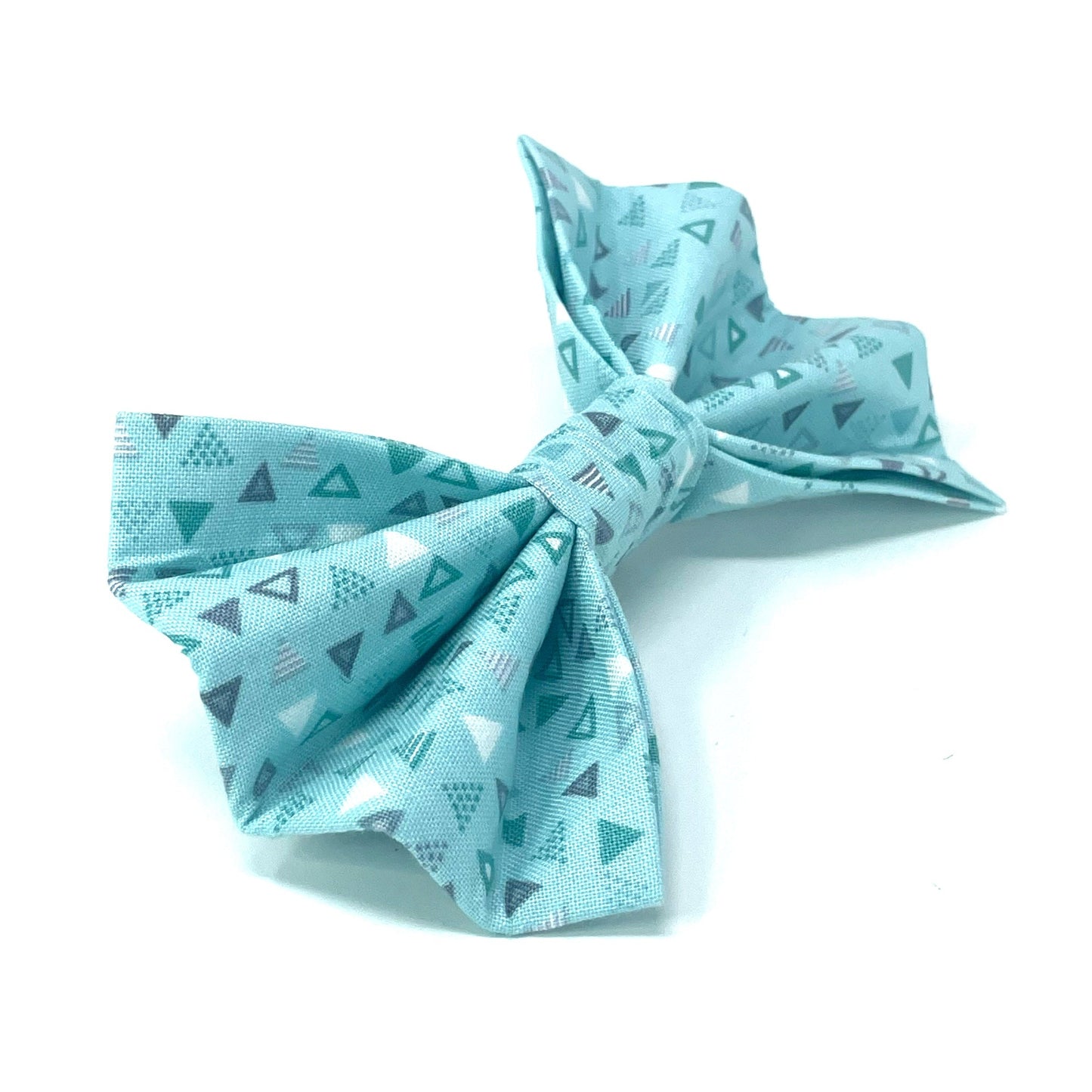 Triangles Light Blue Dog Bow