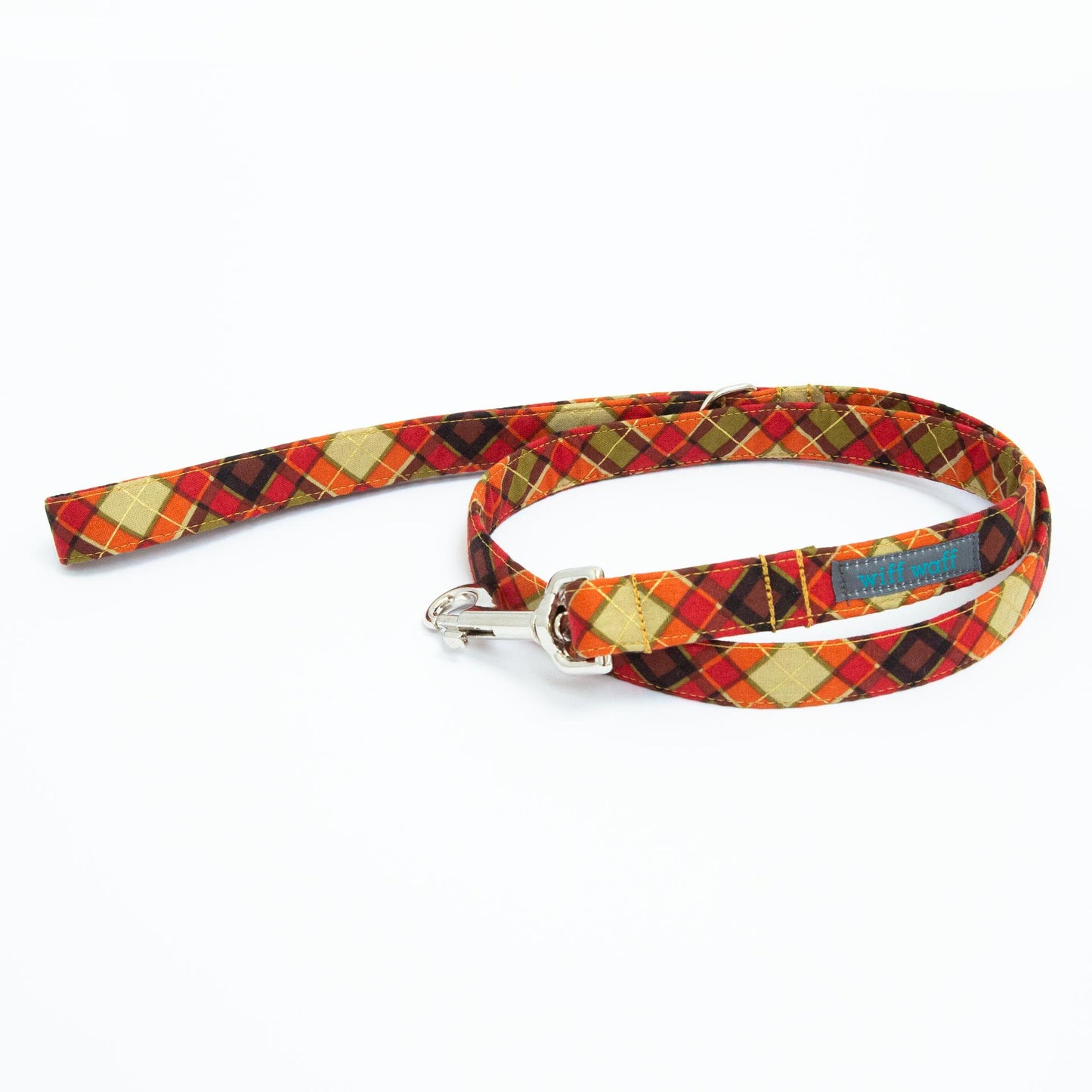 Orange Tartan Dog Lead
