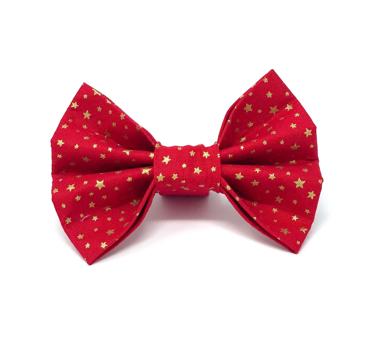 Festive Red Stars Dog Bow