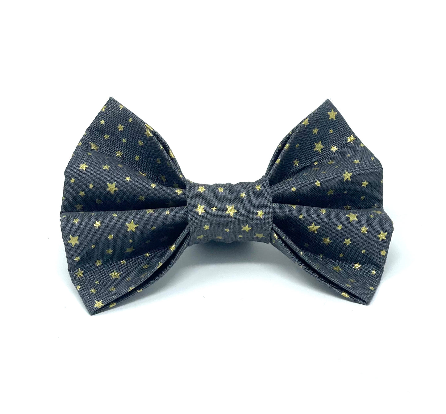 Festive Grey Stars Dog Bow