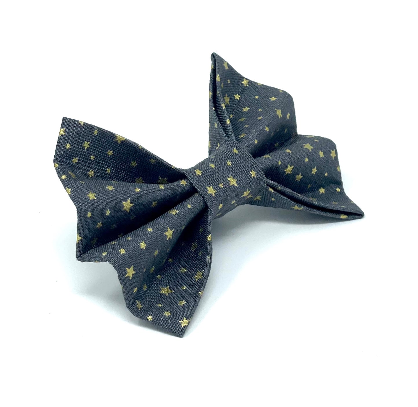 Festive Grey Stars Dog Bow