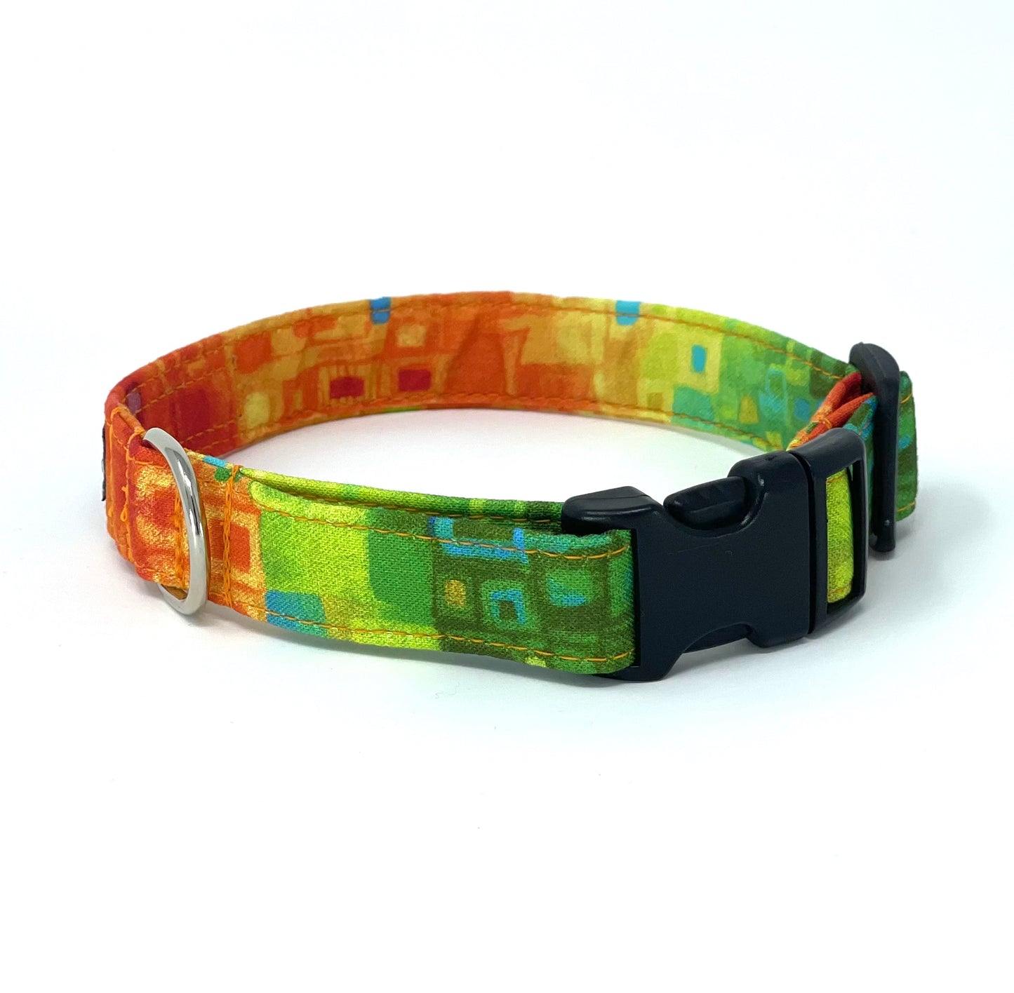 Rainbow Tile Dog Collar - Yellows and Greens