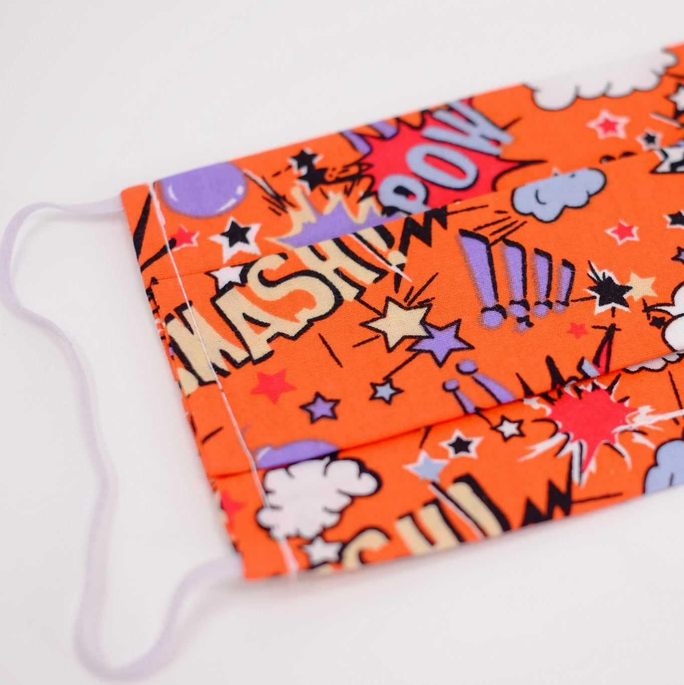 Pow and Smash Orange Pleated Face Mask