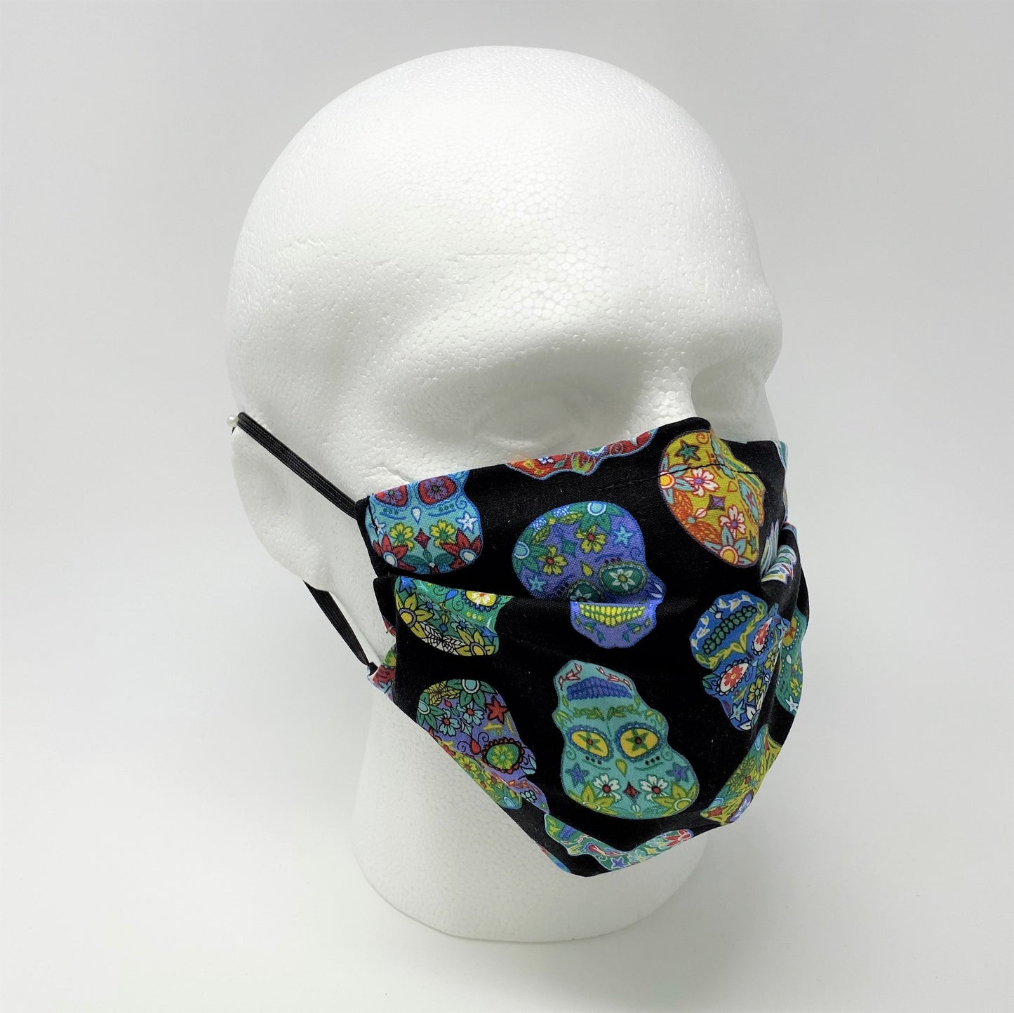 Psychedelic Skulls Black Pleated Face Mask