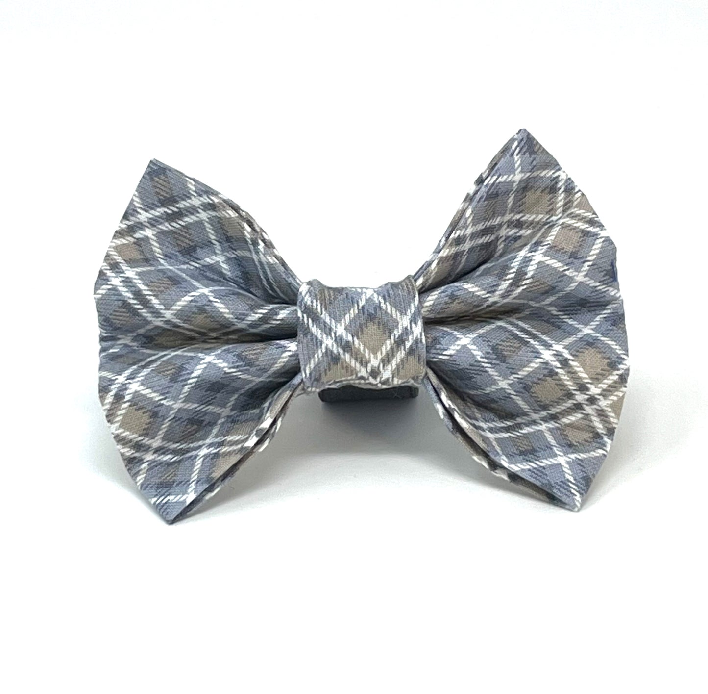 Silver Tartan Dog Bow