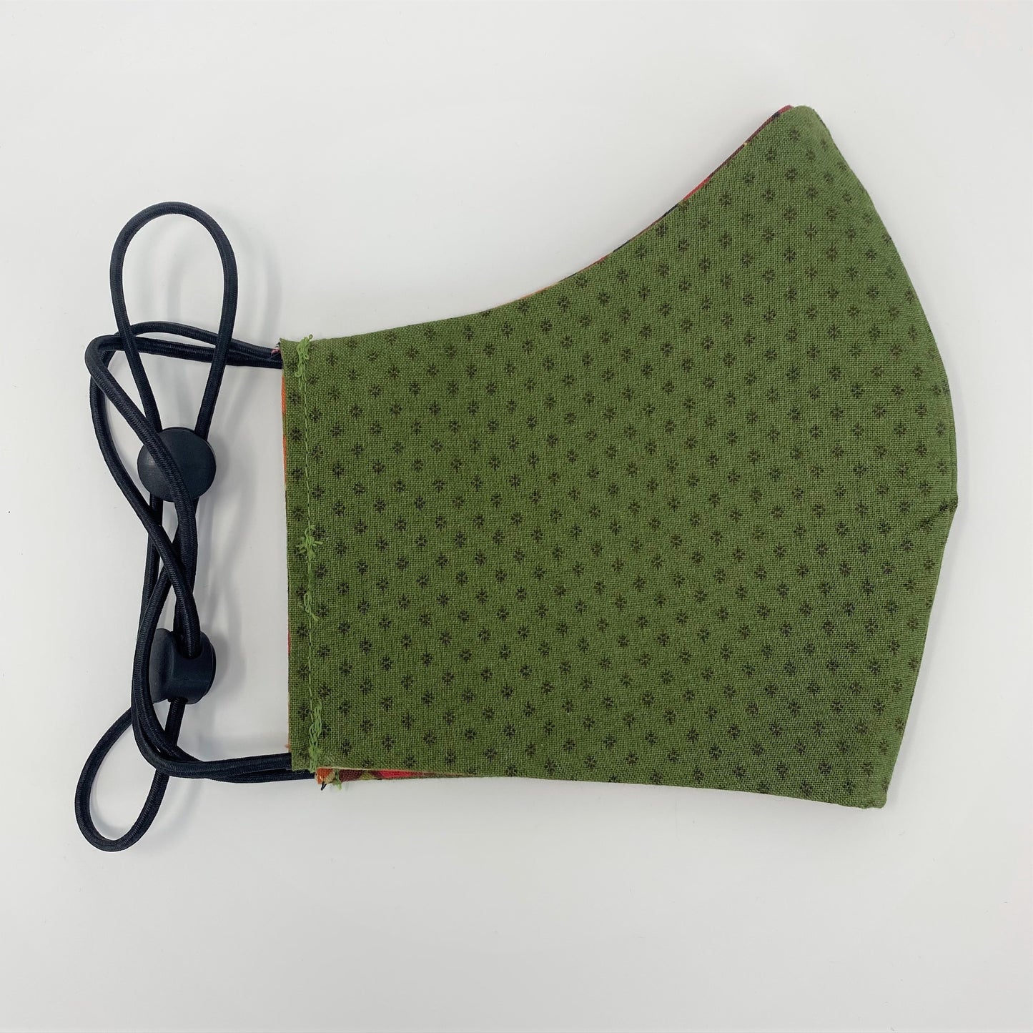 Orange Tartan & Spruce Reversible Fitted Face Mask