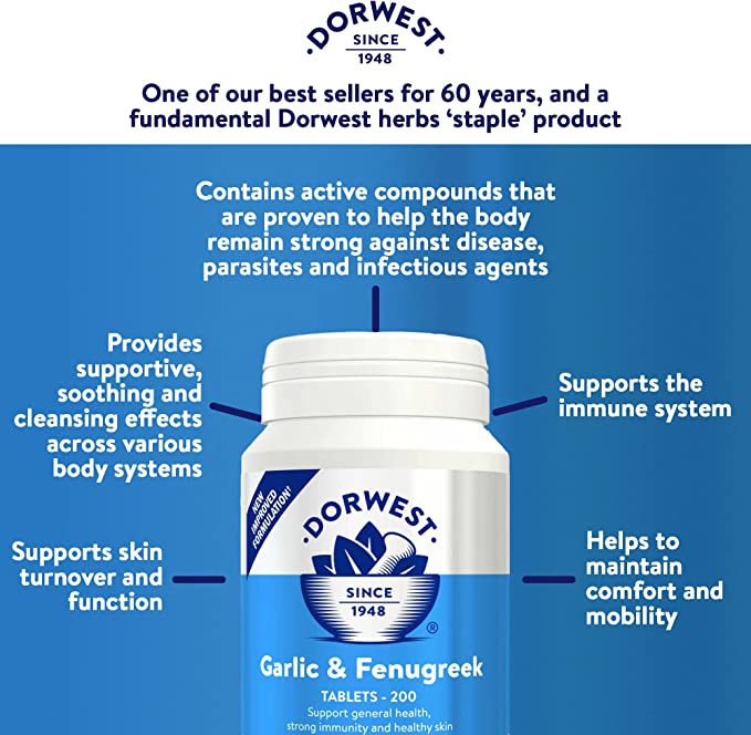 Dorwest Garlic & Fenugreek for Dogs & Cats - 100 Tablets