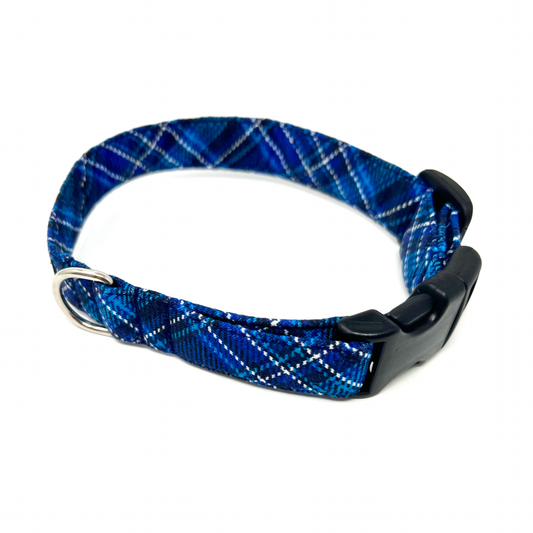Blue Tartan Dog Collar