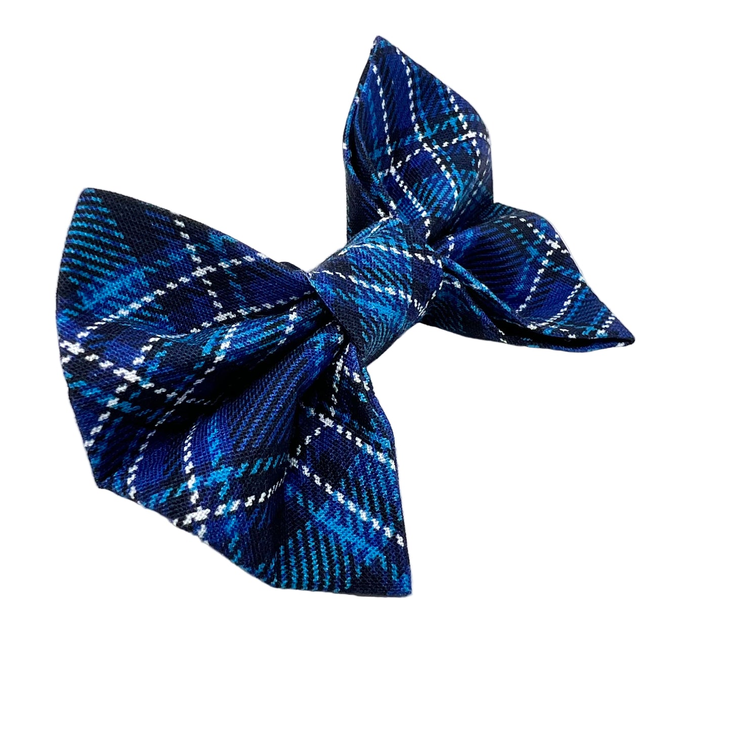 Blue Tartan Dog Bow