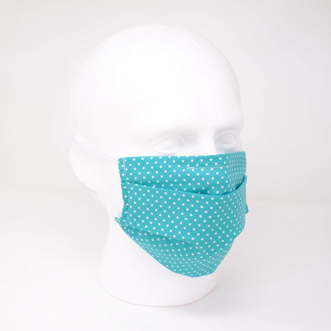 Polka Dot Aqua Pleated Face Mask