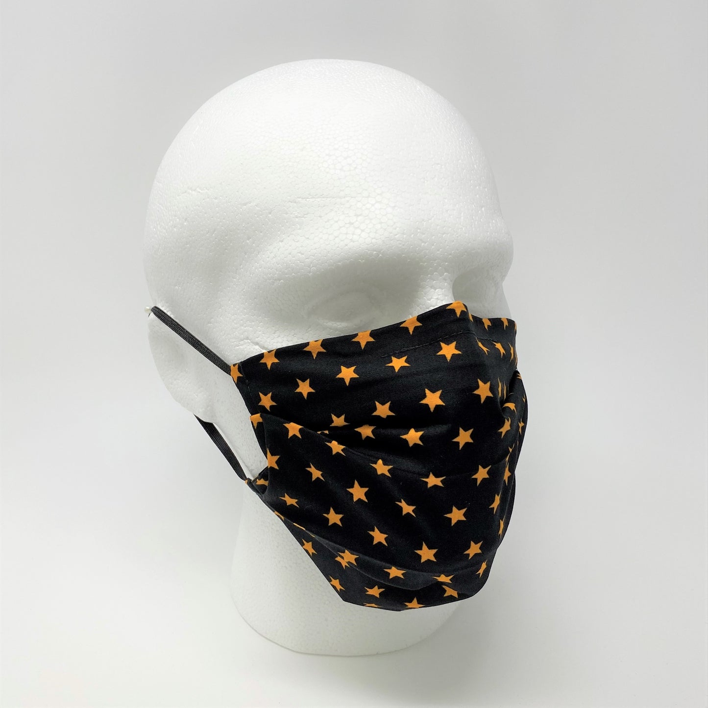 Stars Black Pleated Face Mask