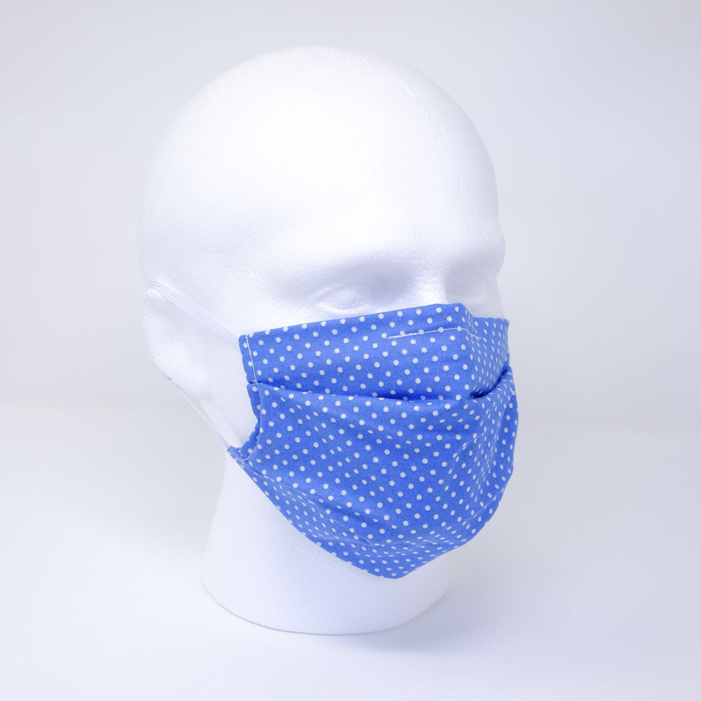 Polka Dot Blue Pleated Face Mask