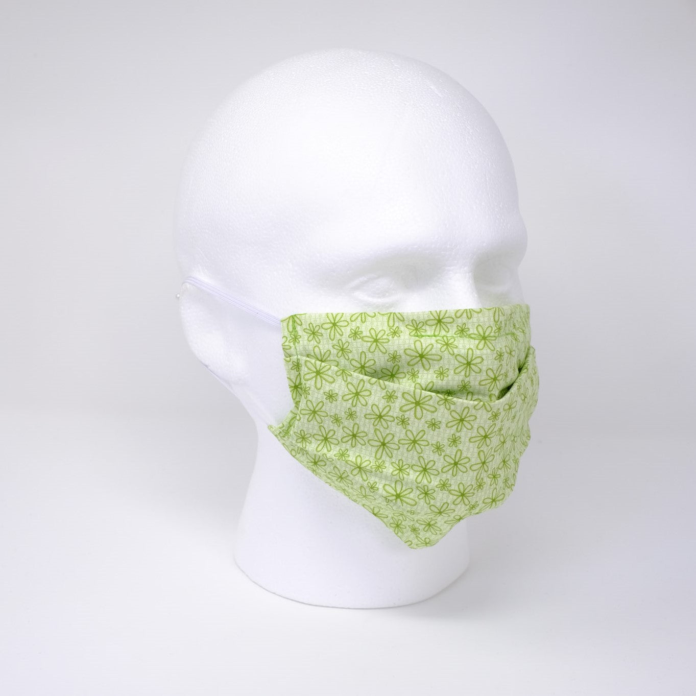 Green Flowers Pleated Face Mask
