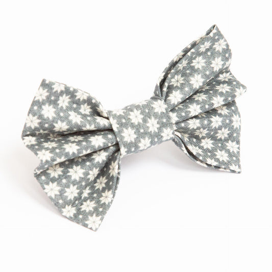 Scandi Winter Grey Dog Bow