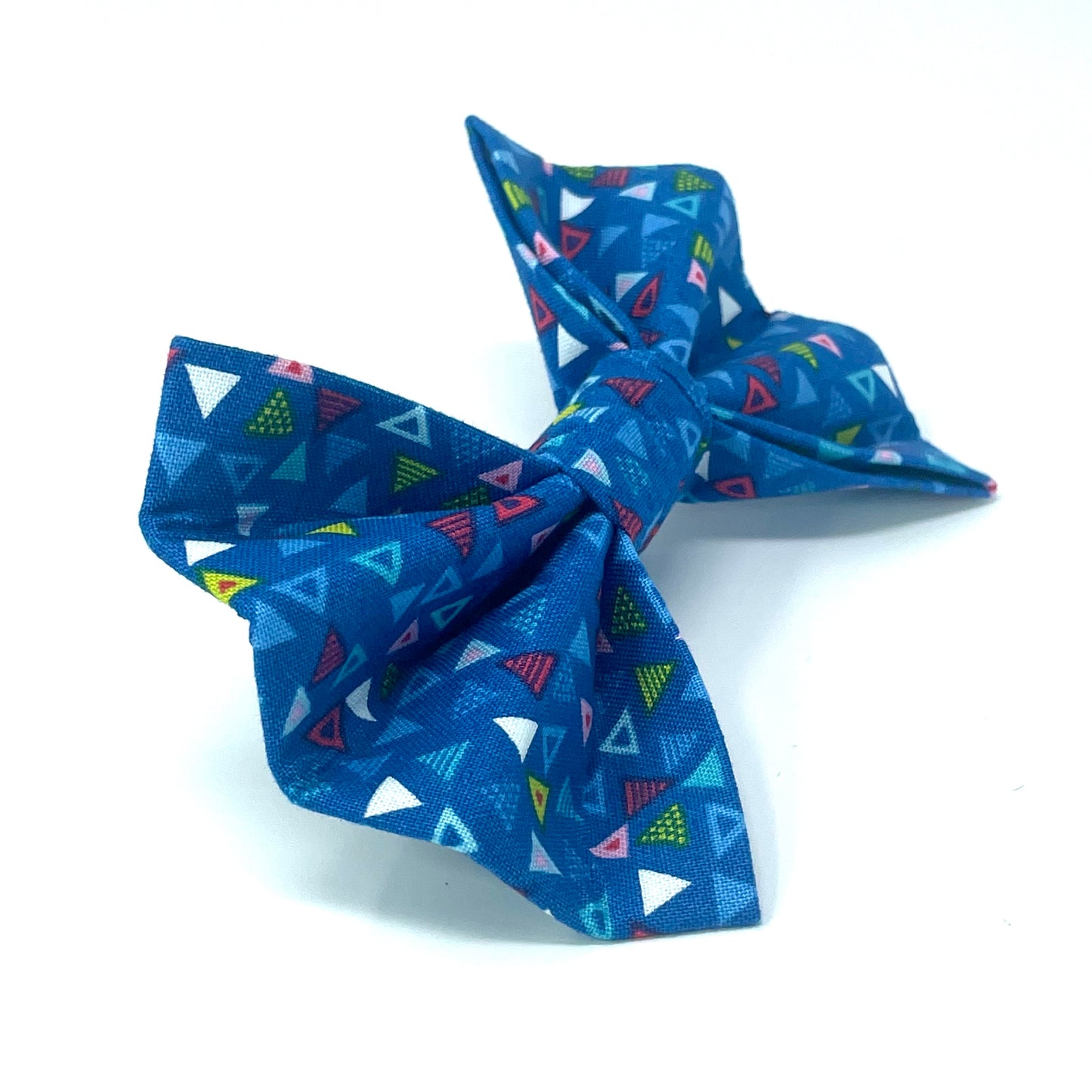 Triangles Dark Blue Dog Bow