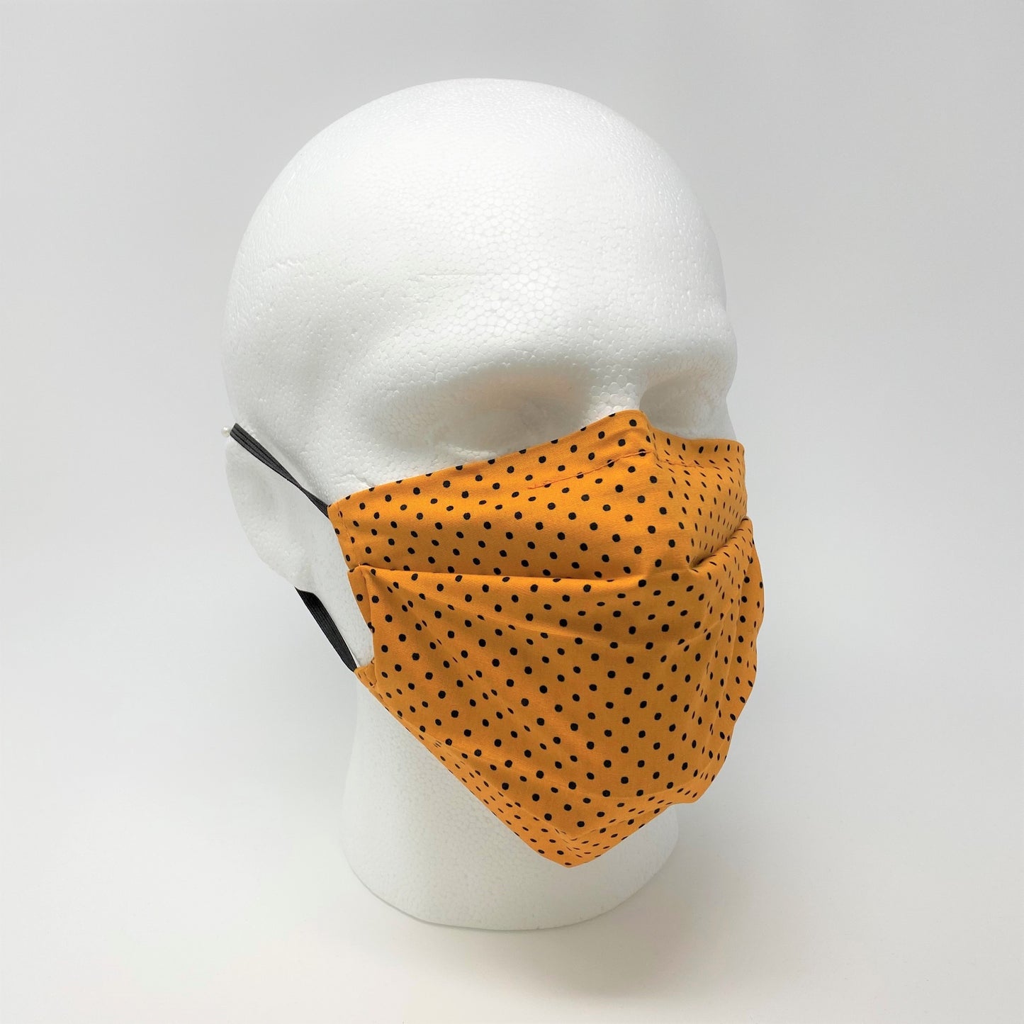 Polka Dot Orange Pleated Face Mask