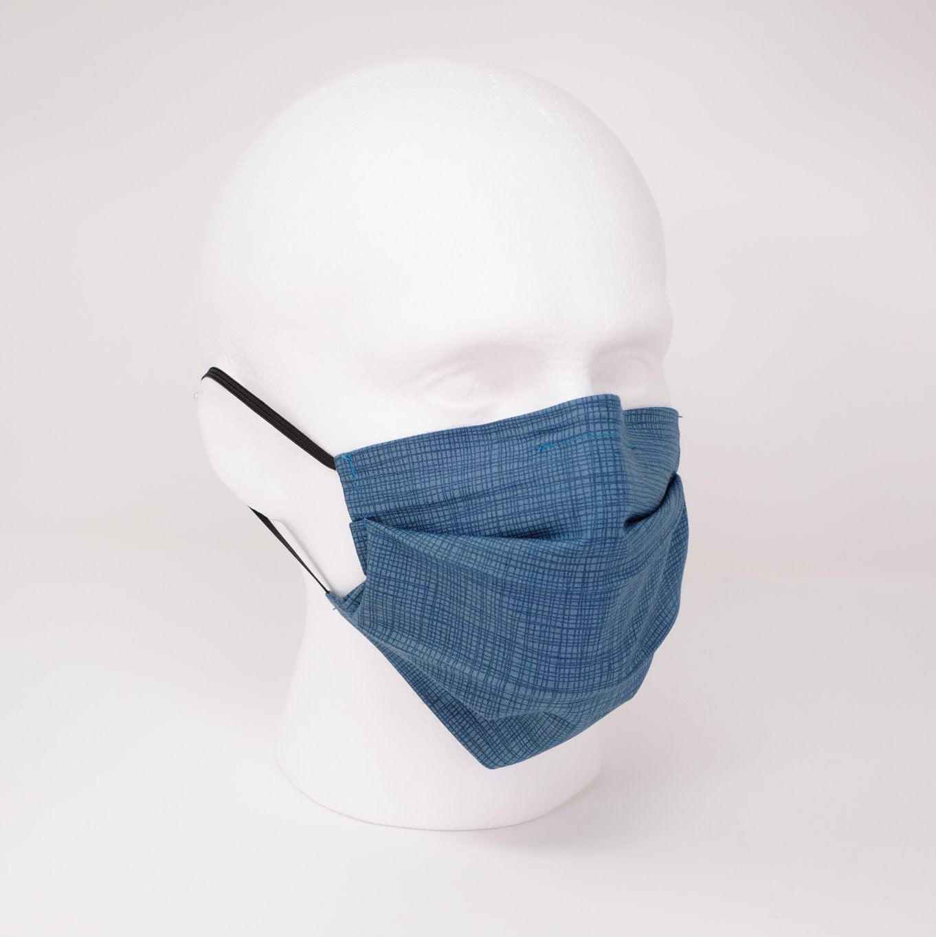 Sketch Petrol Blue Pleated Face Mask