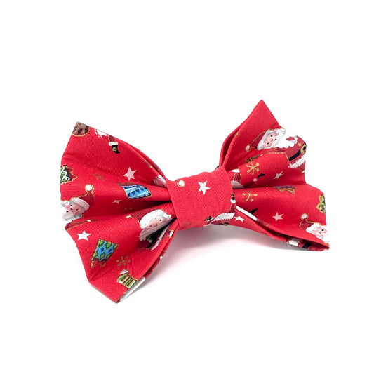 Santa Stars Dog Bow