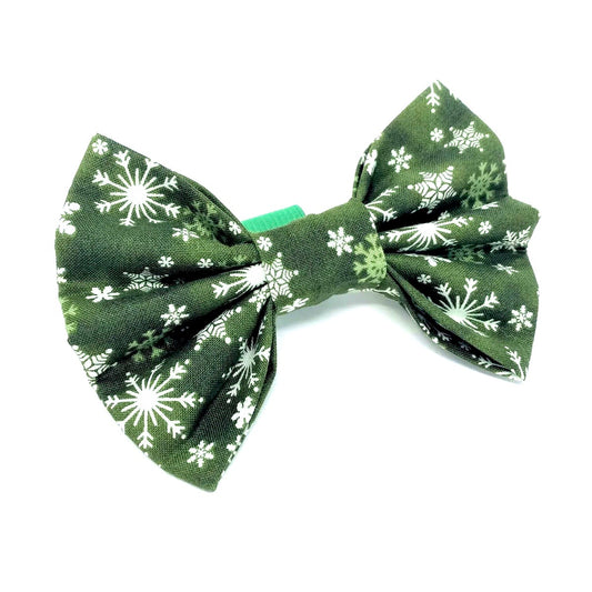 Let It Snow Green Dog Bow