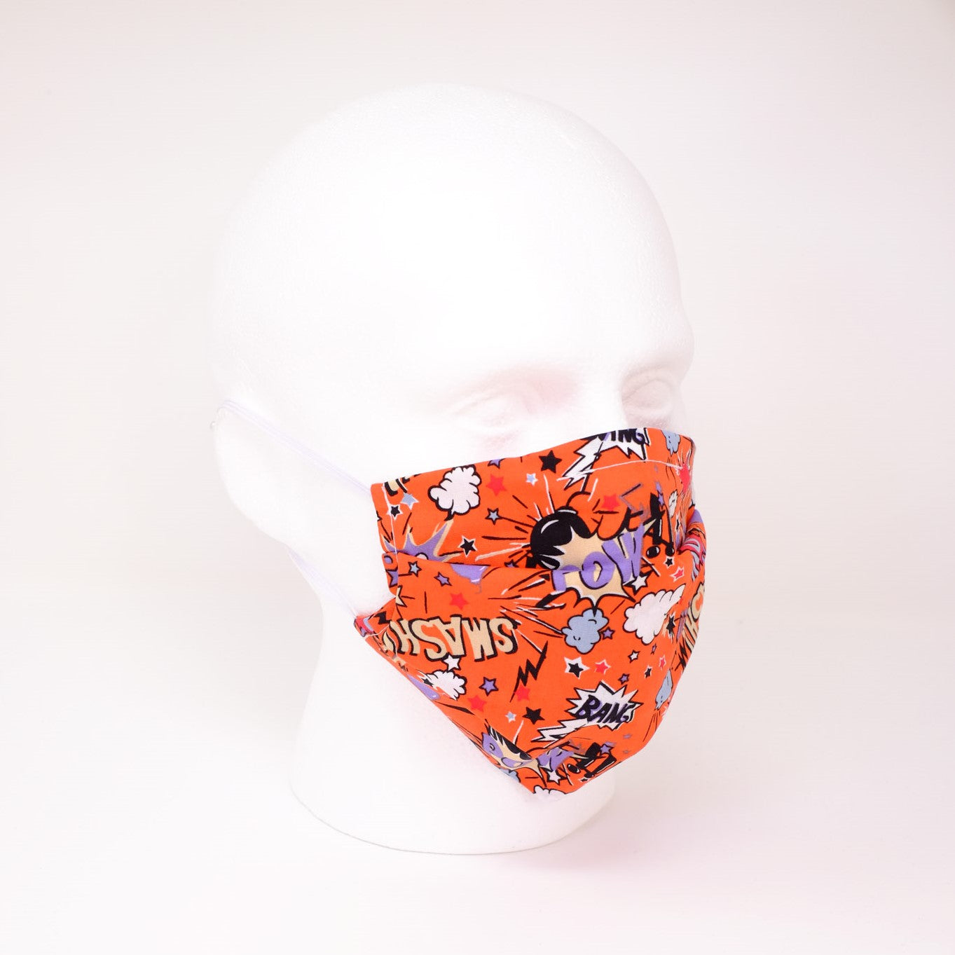 Pow and Smash Orange Pleated Face Mask