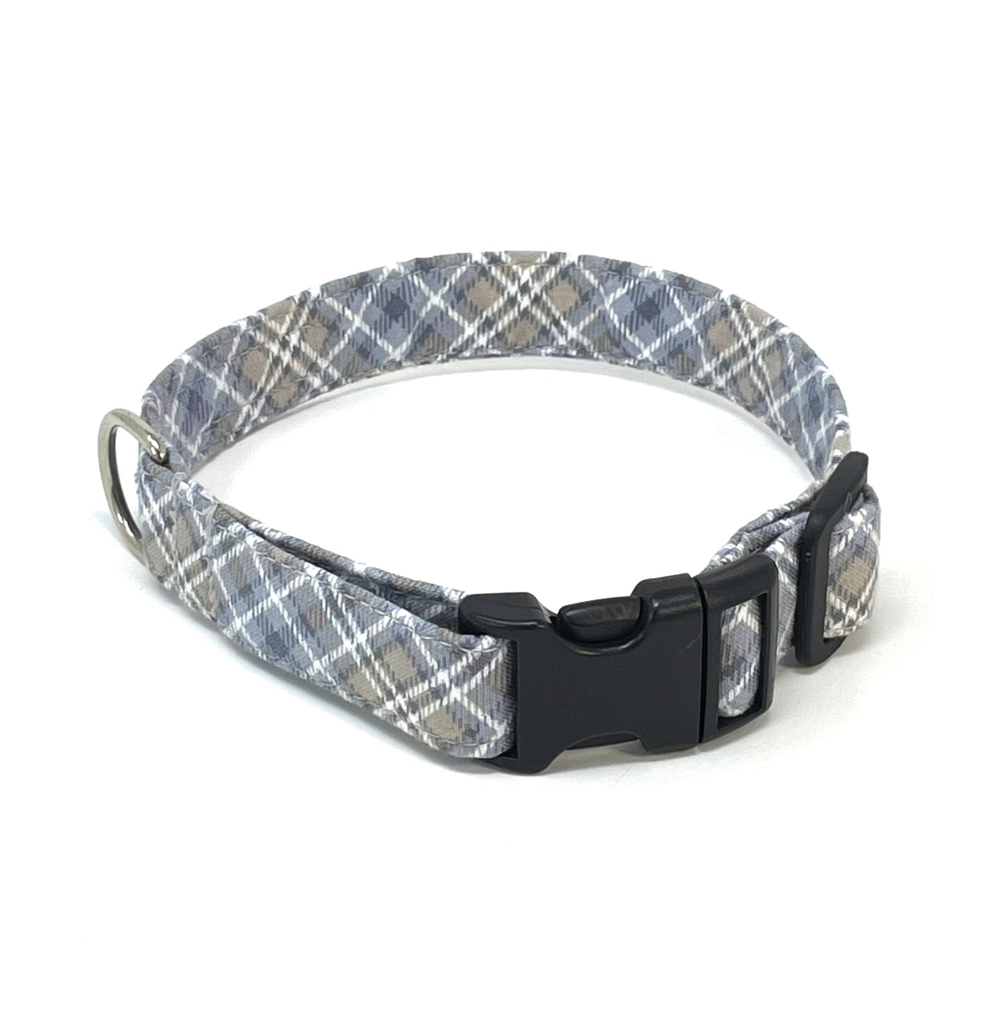 Silver Tartan Dog Collar