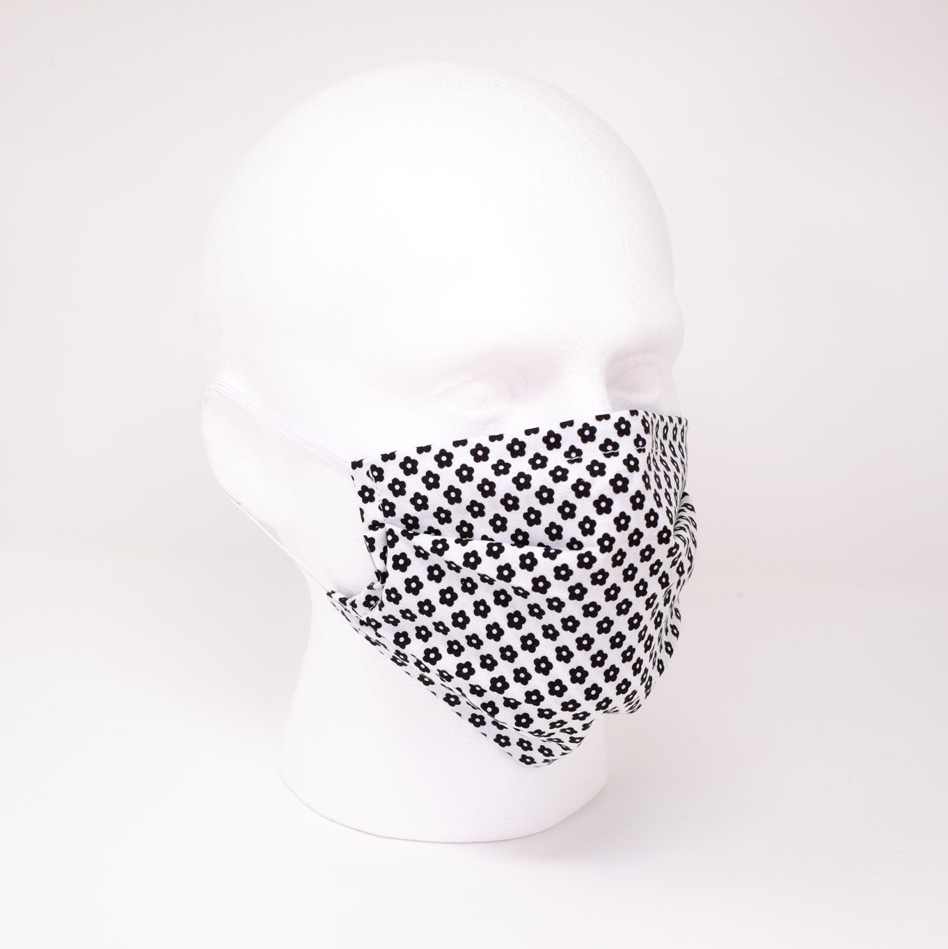 Geo Flower White Pleated Face Mask