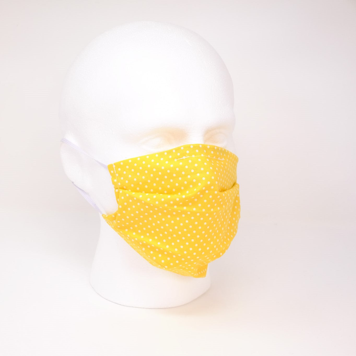 Polka Dot Yellow Pleated Face Mask